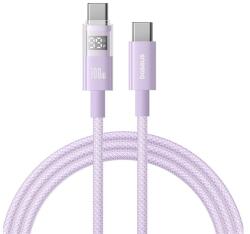 Baseus DISPLAY II adatkábel (Type-C - Type-C, 100W, gyorstöltő, cipőfűző, LED kijelző, 100cm) LILA (P10382702511-00)