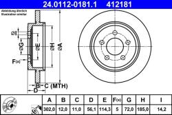 ATE Disc frana spate Ford Maverick, Mazda Tribute ATE 24.0112-0181.1 (24.0112-0181.1)