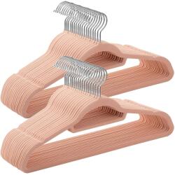 SONGMICS Bársony vállfa, csúszásmentes ruhaakasztó 50 darab, világos rózsaszín (CRF50PK) - vasbutor