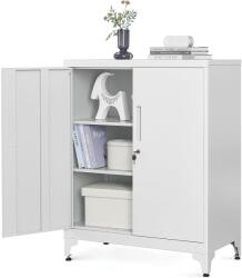 SONGMICS Irattartó szekrény, zárható multifunkciós tárolószekrény, matt szürke (OMC013G01) - vasbutor