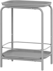 VASAGLE 2 szintes fém oldalsó asztal tálca felülettel, szürke (LET243G01)