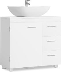 VASAGLE Mosdó Alatti Fürdőszoba Szekrény, 3 Fiókkal, 2 Rekesszel, 30 x 70 x 64 cm, Felhőfehér (BBK504W01V2)