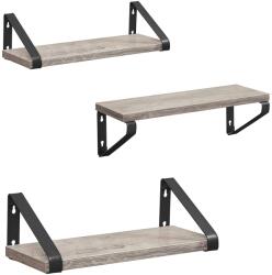 VASAGLE Fali polc, lebegő polc, 3 darabos készlet, szürke-fekete (LWS033B02) - vasbutor