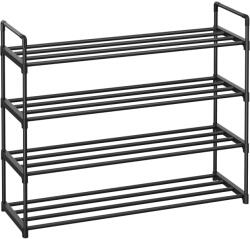 SONGMICS 4 szintes cipőtároló állvány, fém cipőtartó 20 pár cipő számára, 92x30x73 cm, fekete (LSA14BKV3)