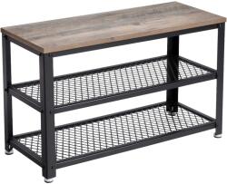 VASAGLE Cipőpad, cipőtartó 2 polccal, szürke és fekete (LBS73MB)