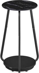 VASAGLE Modern kerek asztal, 2 szintes éjjeliszekrény, márványfekete (LET287B58) - vasbutor