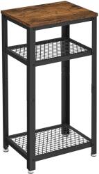 VASAGLE Nappali oldalasztal, éjjeliszekrény 2 hálós polccal, rusztikus barna (LET75BXV1) - vasbutor
