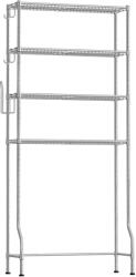 SONGMICS 4 szintes tároló a wc felett, fém tároló állvány, állítható polcok, 4 kampó, ezüstszürke (BTS023G01)