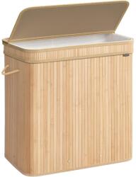 SONGMICS Fedeles szennyeskosár, bambusz ruháskosár 150 l, természetes bézs színben (LCB062N01)