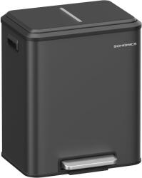 SONGMICS 2 x 15 literes konyhai szemetes fekete színben (LTB544B02) - vasbutor