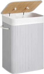 SONGMICS Szennyestartó fedéllel, 72 l, bambusz szennyeskosár, szürke (LCB010G01)