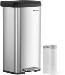 SONGMICS Konyhai szemetes, 68 literes pedálos kuka, ezüst-fekete (LTB520E68) - vasbutor