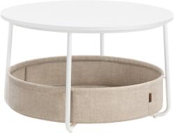 VASAGLE Kerek dohányzóasztal tárolóval, matt fehér és kamelbarna színben (LCT244W10) - vasbutor