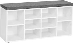 VASAGLE Cipőpad, cipőtartó 10 rekesz párnázással 104x30x48 cm, fehér (LHS010W01) - vasbutor