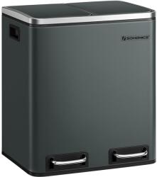 SONGMICS 30 literes fém szemetes, 2 x 15 liter hulladékgyűjtő, füst szürke (LTB30GS) - vasbutor