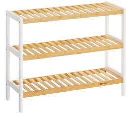 SONGMICS Cipőtartó, 3 szintes bambusz polc, tároló polc 70 x 26 x 55 cm (LBS03H)