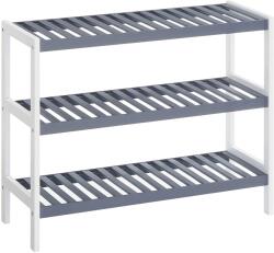 SONGMICS Bambusz cipőtartó, 3 szintes tárolópolc, 70 x 26 x 55 cm, fehér és szürke (LBS03WG)