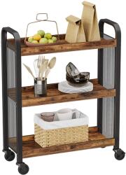 VASAGLE Tálalókocsi, helytakarékos konyhai kocsi görgokkel 66 x 26 x 85 cm (LRC66BX) - vasbutor