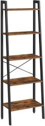 VASAGLE Könyvespolc, 5 szintes létrapolc, 56x34x172 cm, rusztikus barna (LLS45X) - vasbutor