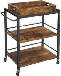 VASAGLE Zsúrkocsi, tálalókocsi levehető tálcával 65 x 40 x 86 cm (LRC72XV1)