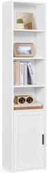 VASAGLE Könyvespolc, 6-szintes Magas Könyvespolc ajtóval, 24 x 31, 8 x 175 cm, Felhőfehér (LBC401W01) - vasbutor
