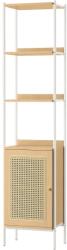 VASAGLE Boho stílusú, 6 szintes könyvespolc, magas könyvespolc, bézs és gyöngyházfehér (LLS122W57)