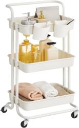 SONGMICS 3 szintes kerekeken guruló tároló polc, fogantyúval, fehér színben (BSC067W01)