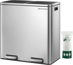 SONGMICS Szelektív hulladékgyűjtő, 2 műanyag belső tartállyal, 2 x 30 l (LTB060EB02) - vasbutor