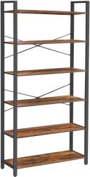VASAGLE 6 szintes könyvespolc, álló polc acélkerettel 30x80x186 cm, rusztikus barna (LLS082B01) - vasbutor