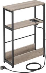 VASAGLE Keskeny oldal asztal töltő funkcióval 3 polcos, 18 x 45 x 58 cm greige szürke fekete lábakkal (LET335LK02) - vasbutor