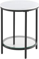 VASAGLE Kis asztal, márvány hatású kerek éjjeliszekrény, fekete (LET285B13)