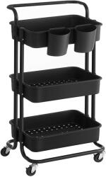 SONGMICS Tárolókocsi, zsúrkocsi rendszerezővel, fekete (BSC067B01) - vasbutor