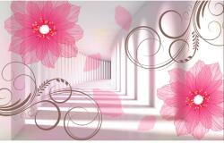 MÉDIA Öntapadó és mosható falfestmény Rózsaszín virágok az alagúton, 250 x 200 cm (FOTOTAP9851)