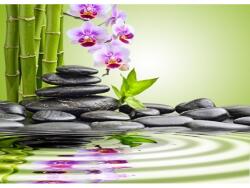 MÉDIA Öntapadó és mosható falfestmény Bazalt kövek, orchideák, bambusz, zen, 250 x 200 cm (FOTOTAP9372)