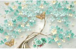 MÉDIA Matricás tapéta Fa zöld virágokkal, absztrakt, 350 x 200 cm (FOTOTAP13553)