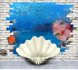 MÉDIA Öntapadó és mosható falfestmény Kagyló és az óceán, 250 x 150 cm (FOTOTAP5754)