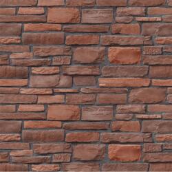 MÉDIA Öntapadó és mosható fali tapéta Vékony téglalap alakú barna és vörös kőfal, 300 x 200 cm (FOTOTAP5326)
