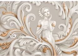 MÉDIA Öntapadó és mosható falfestmény Női portré arany virágos fali dekorációval, 250 x 200 cm (FOTOTAP9122)