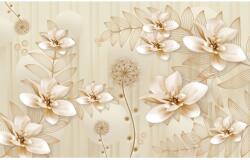 Blueback MAT Tapéta Fehér virágok, pitypang, arany falfestmény, 350 x 250 cm (BBIMG6494)