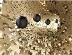 MÉDIA Öntapadó és mosható falfestmény Alagút fekete golyókkal4, 350 x 200 cm (FOTOTAP5848)