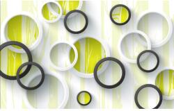 MÉDIA Öntapadó és mosható falfestmény Fehér és fekete körök, 300 x 250 cm (FOTOTAP5897)