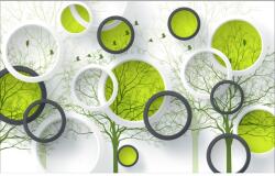 Blueback MAT Tapéta Madarak, fák, körök, 350 x 250 cm (BBIMG4092)