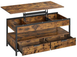 VASAGLE LCT209K01 dohányzóasztal emelhető asztallappal rusztikus barna és tintafekete (EUZ-LCT209K01V1)