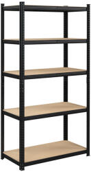 SONGMICS 5 szintes polcrendszer acél MDF fekete szerszám nélküli összeszerelés (EUZ-GLR040BZ03)
