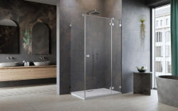 Radaway Essenza Pro Brushed Nickel KDJ szögletes szálcsiszolt króm zuhanykabin 80x75 átlátszó balos