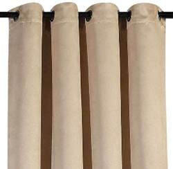Welora Dekoratív sötétítő függöny, sötétítő típusú, dombornyomott mintával, gyűrűkkel, 140x260 cm, bézs színű (JM1203677)