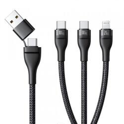 Baseus Cablu incarcare Baseus Flash Series III 3in1, USB-A / USB-C - Lightning / 2 x USB-C, 100W, 1.5m (Negru)