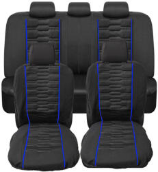 Autolife 9 részes univerzális üléshuzat szett - Légzsákos - fekete színű, kék csíkokkal (203-4BL) - olaj