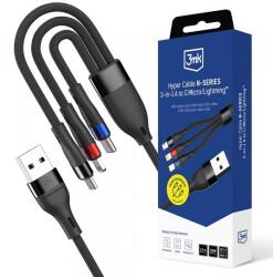 3mk Protection Cablu Incarcare 3MK Hyper N USB-A - Lightning / microUSB / USB-C, 18W, 1.2m (Negru)