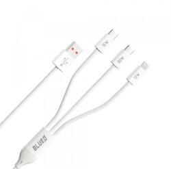 Blueo Cablu incarcare Blueo USB-A - Lightning / 2 x USB-C, 75W, 1.2m (Alb)